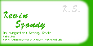 kevin szondy business card